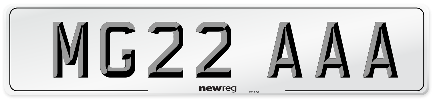 MG22 AAA Number Plate from New Reg